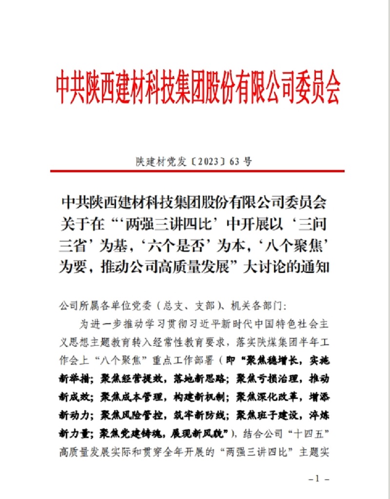 陜西建材科技公司：碰撞思想聚共識 實(shí)干擔當齊奮進(jìn) 這場(chǎng)主題“大討論”全面啟動(dòng)