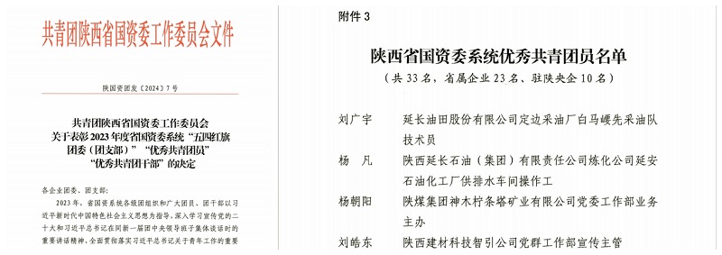 智引公司劉皓東榮獲2023年度“省國資委系統優(yōu)秀共青團員”